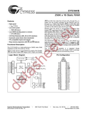 CY7C1041B-15ZXC datasheet  